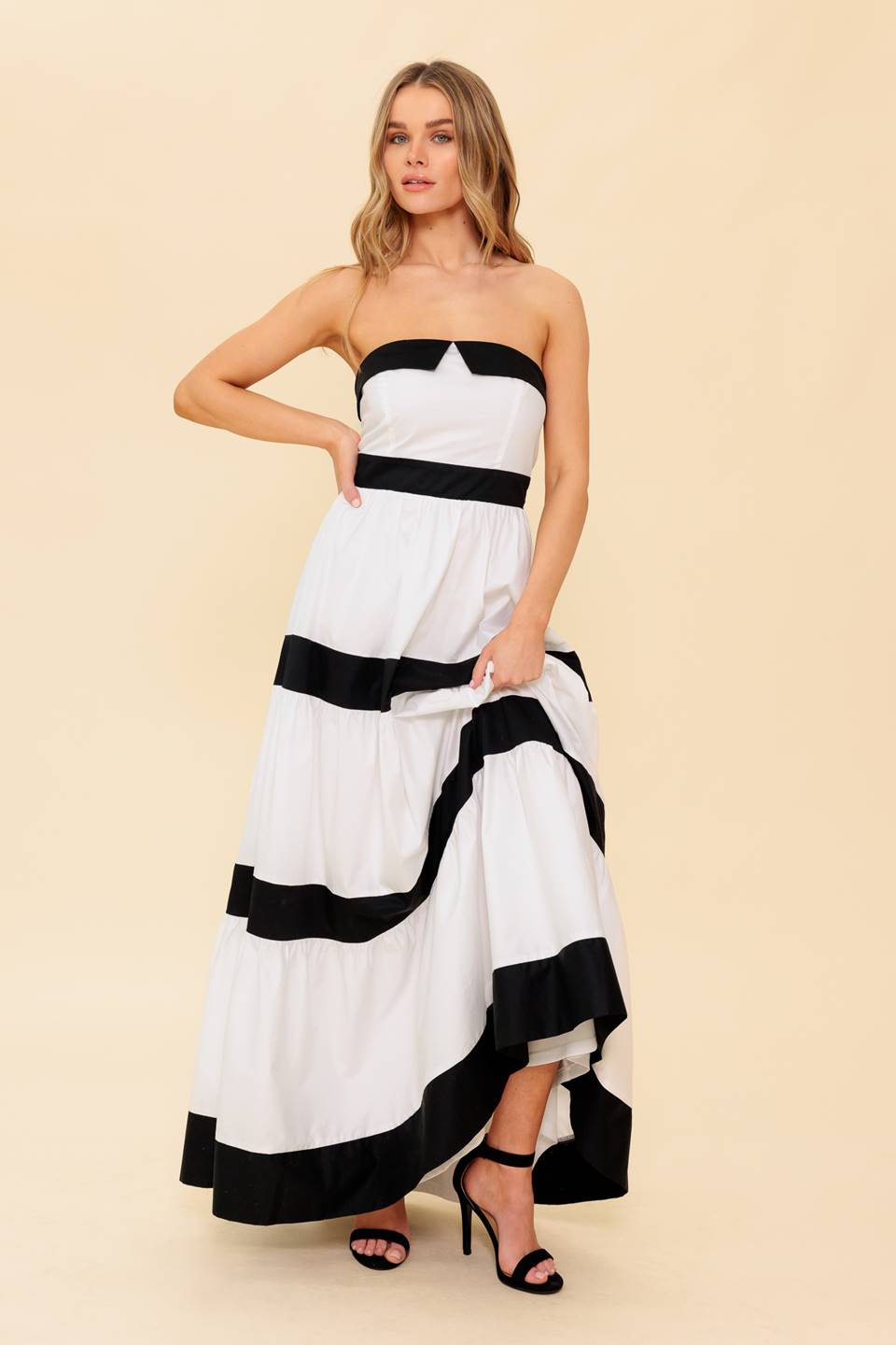Yours To Keep Color Blocked Maxi Dress - Tiered Cotton Maxi Dress