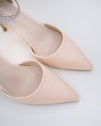 Satin Evening Heels with Rhinestones Strap