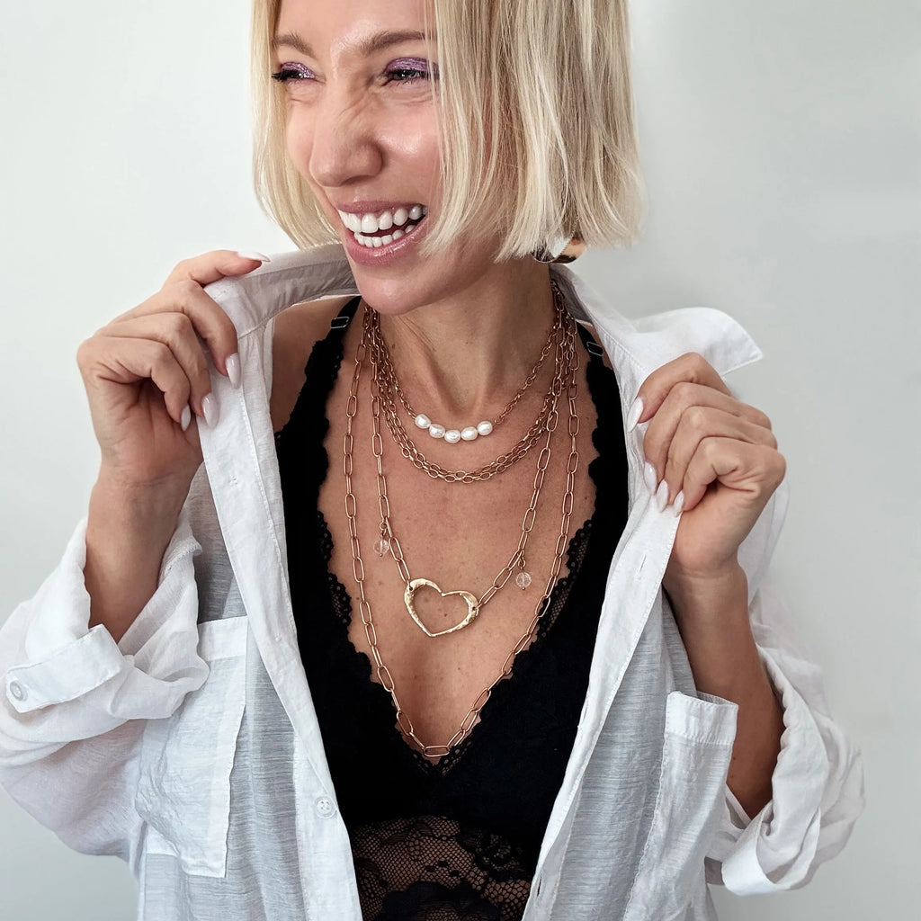 Love Open Heart Long Chain Necklace