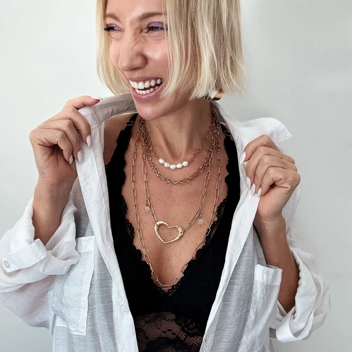 Love Open Heart Long Chain Necklace