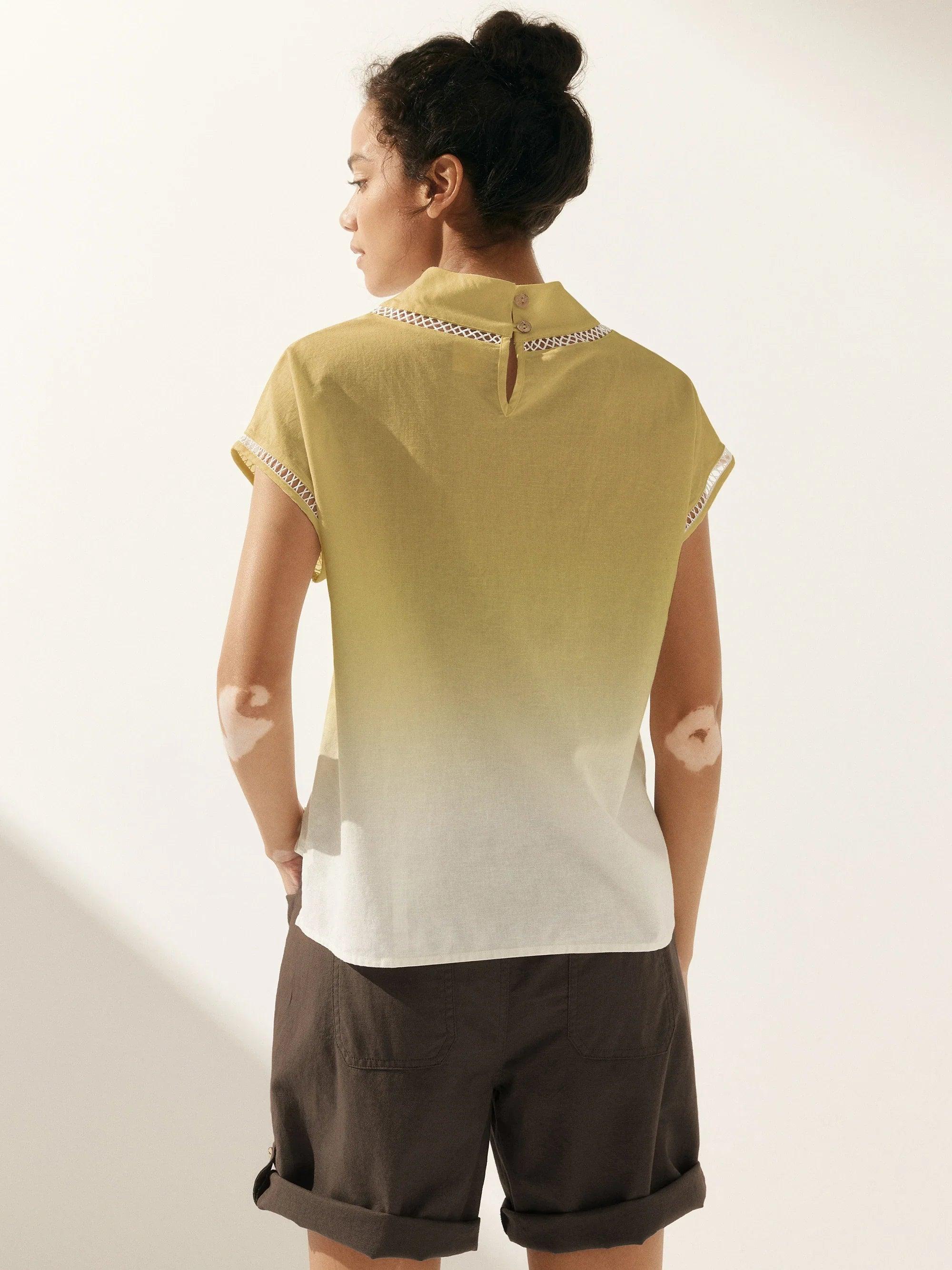 Linen Cutout Turtleneck Top QUINN