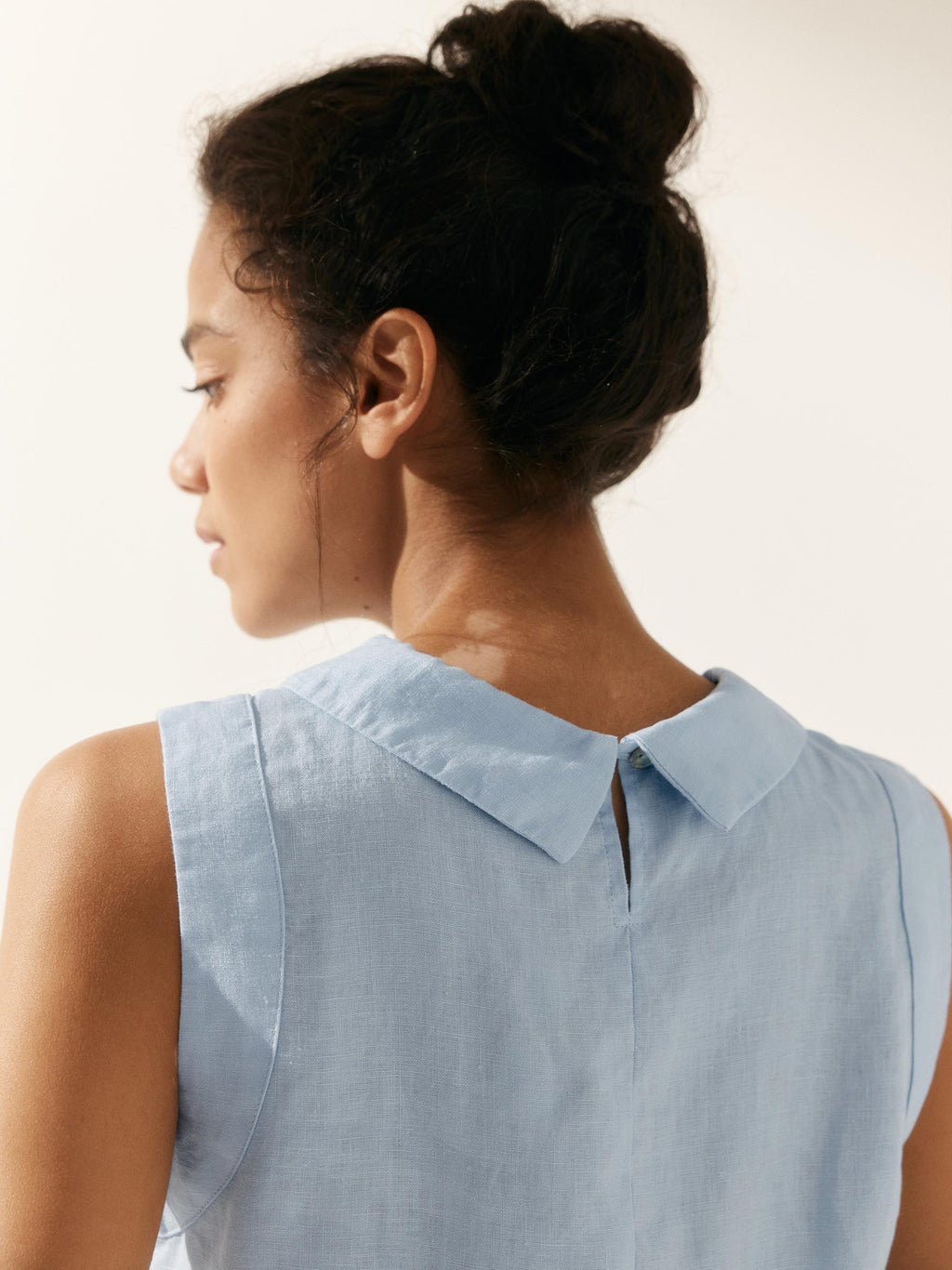 100% Linen Draped Collar Tank Top JACQUELINE