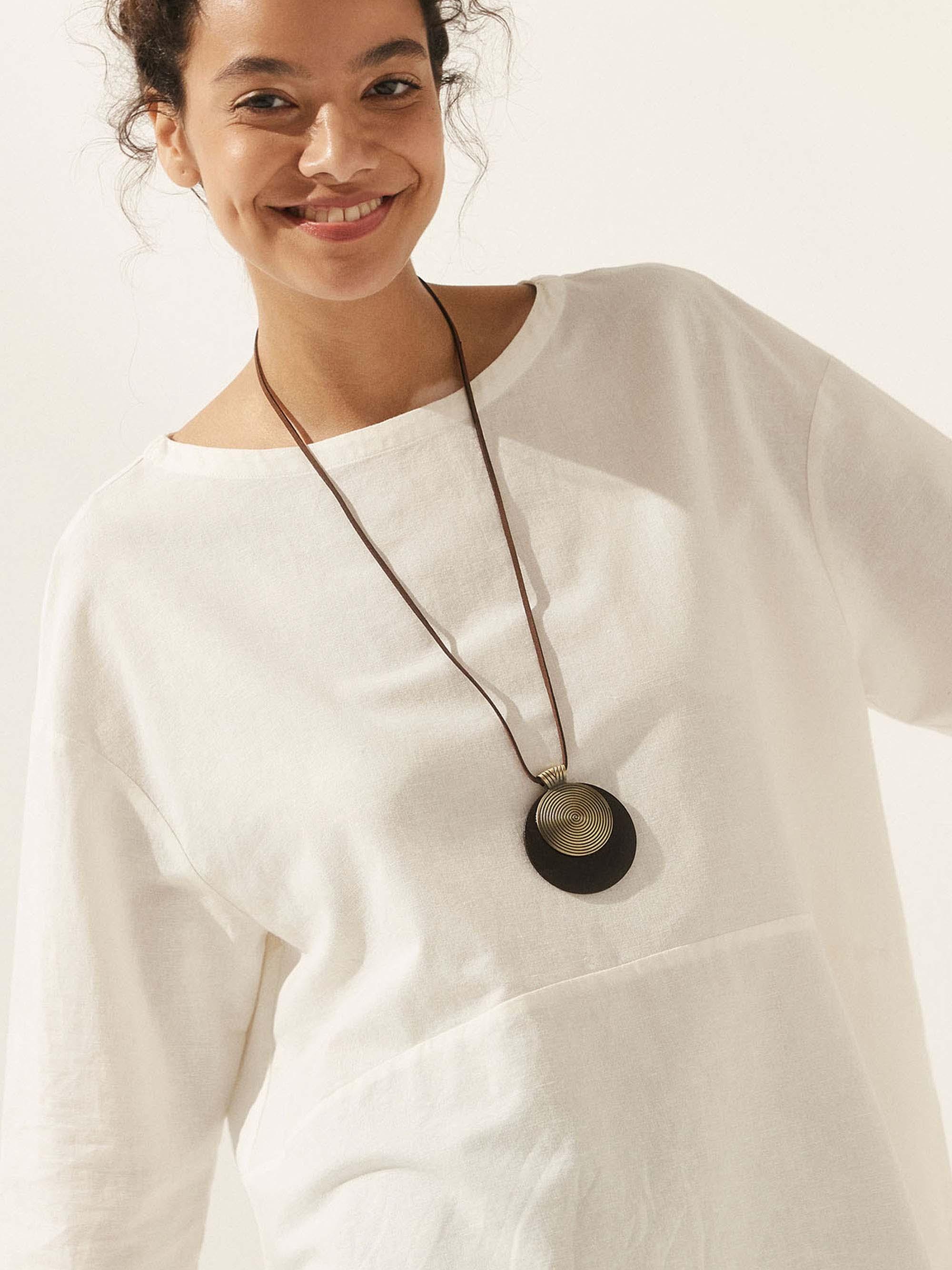 Vintage Wooden Spiral Long Necklace