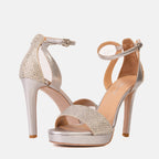 Mars Silver Leather Platform Heel Sandal