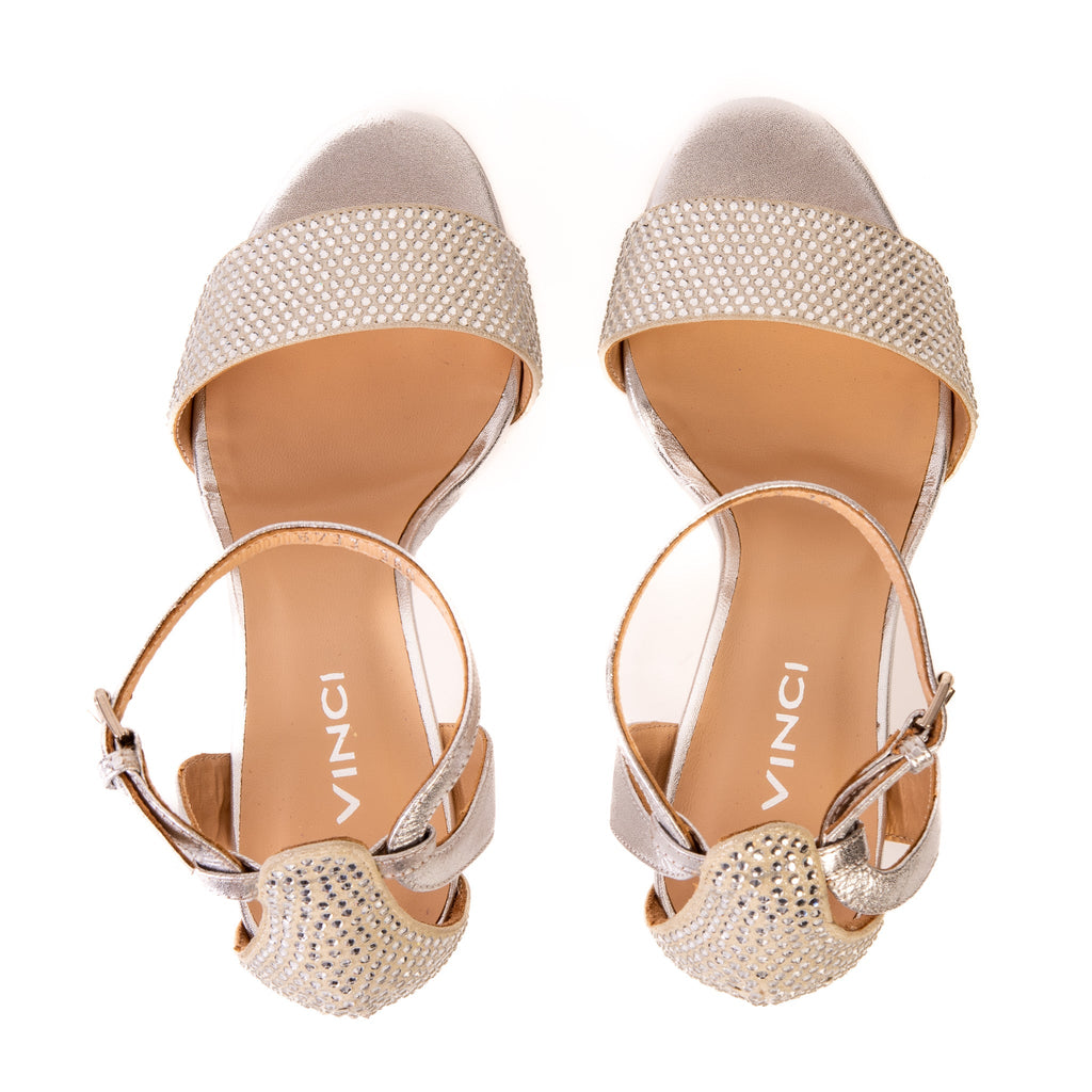 Mars Silver Leather Platform Heel Sandal