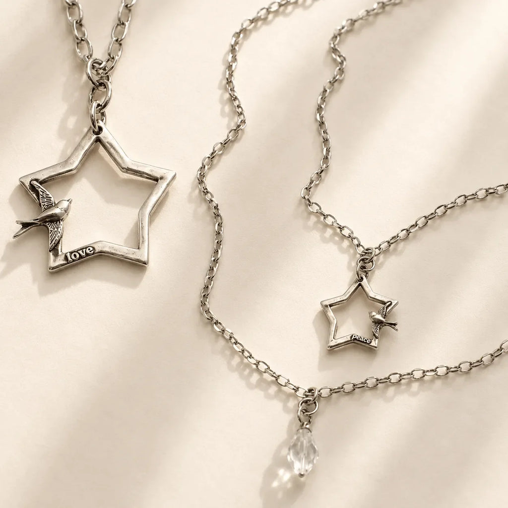Peace & Love Star and Bird Original Lite Necklace
