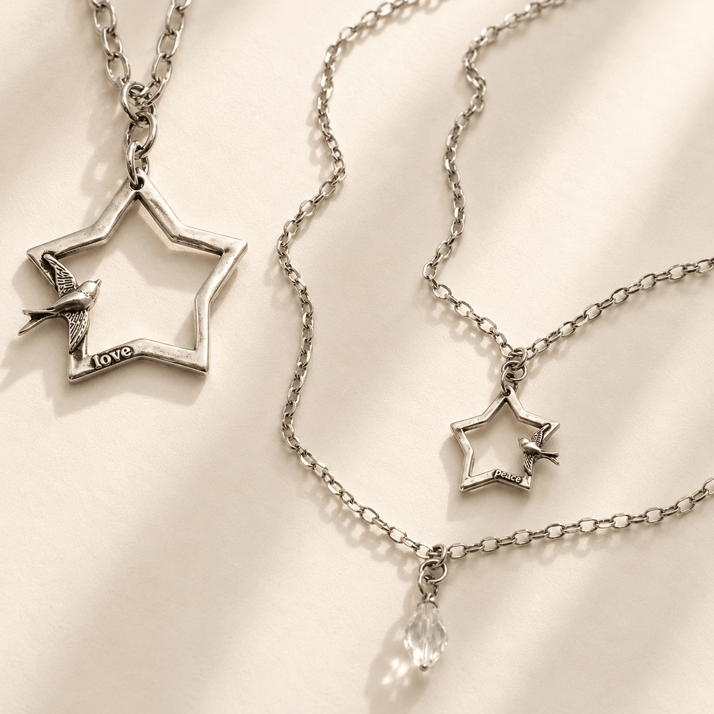 Peace & Love Star and Bird Original Lite Necklace