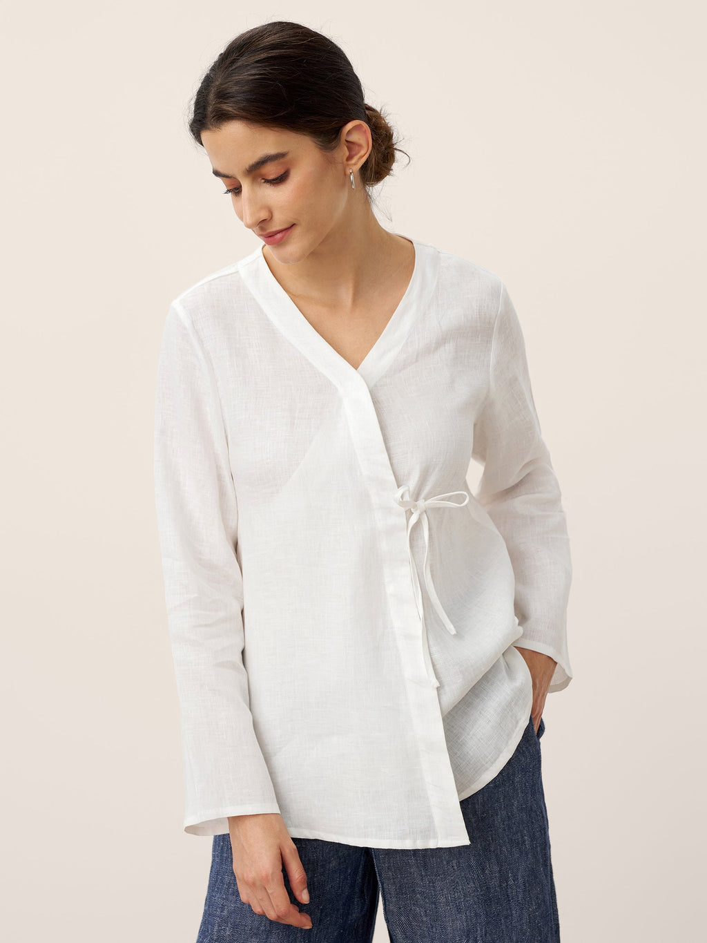 100% Linen Tie Cardigan Top DAKOTA