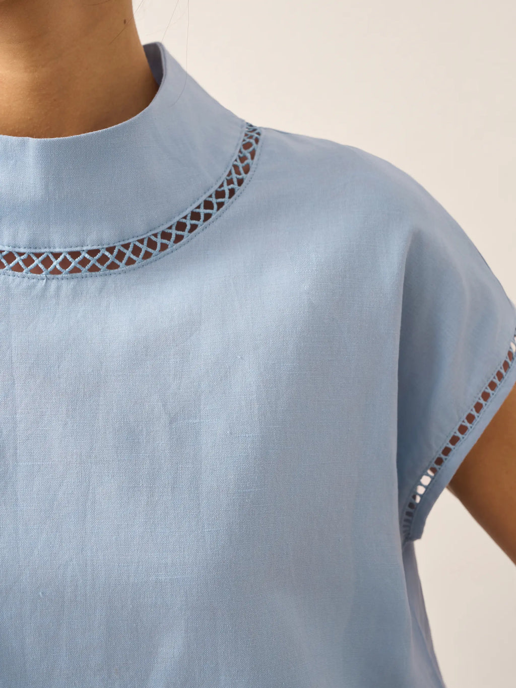 Linen Cutout Turtleneck Top QUINN