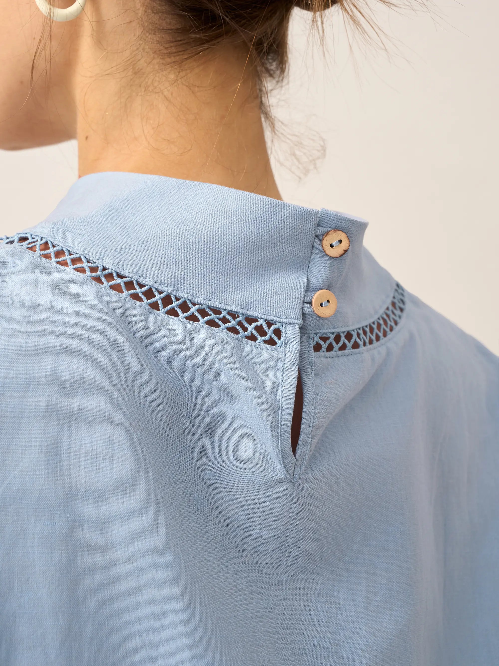 Linen Cutout Turtleneck Top QUINN