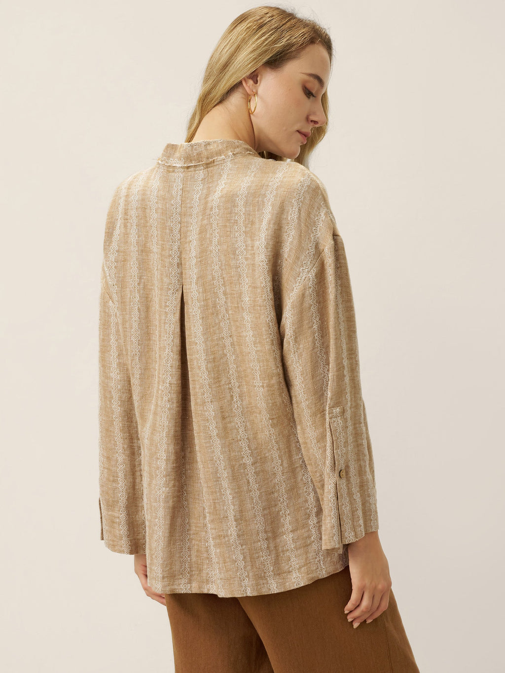 100% Linen Striped Wrap Jacket GENESIS