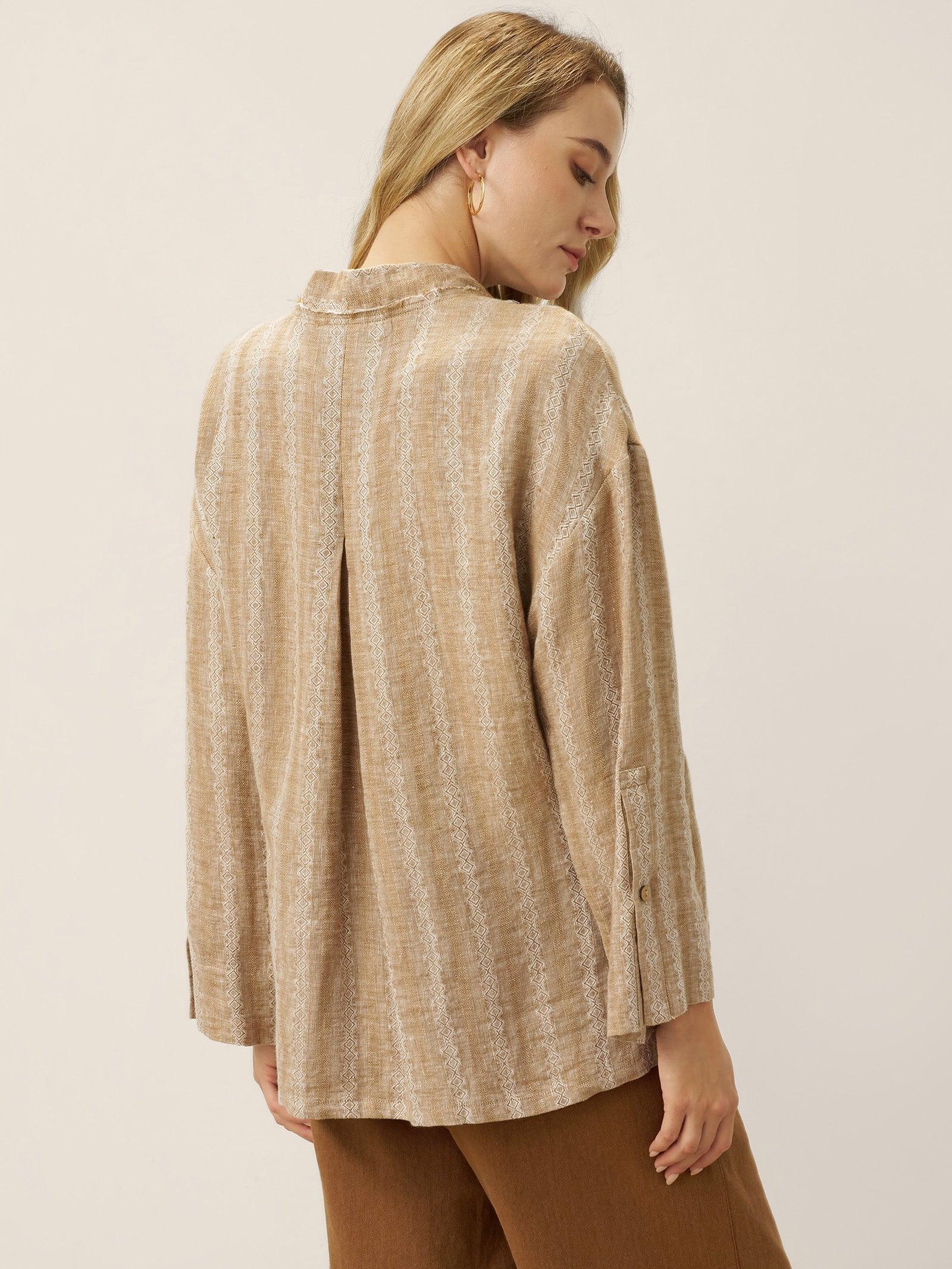 100% Linen Striped Wrap Jacket GENESIS