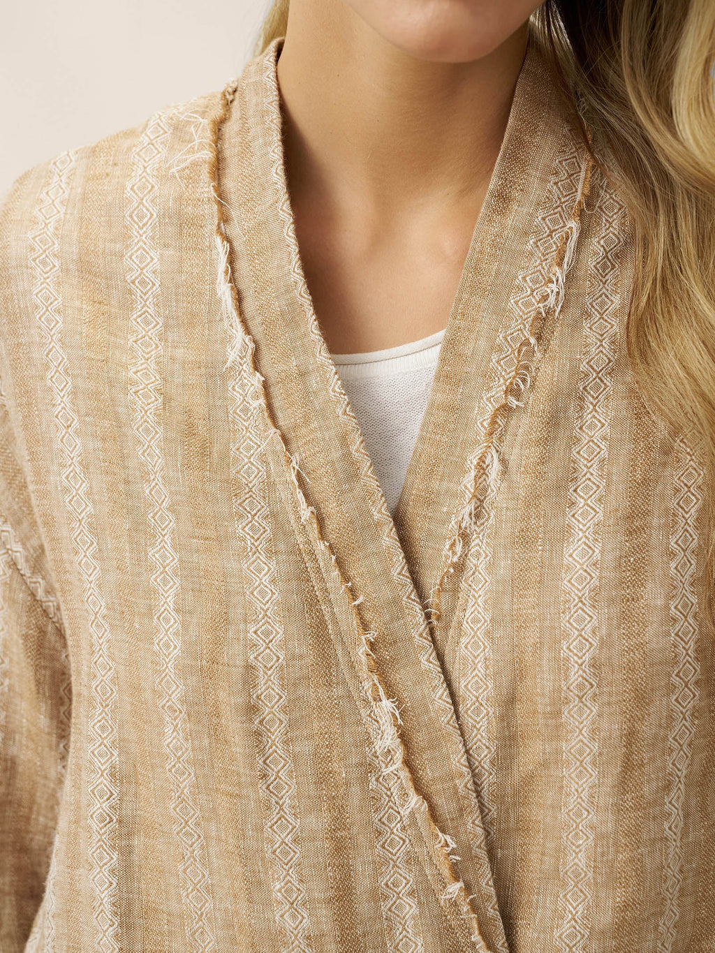 100% Linen Striped Wrap Jacket GENESIS