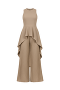 Escape to Milan Taupe Pleated Pants Set