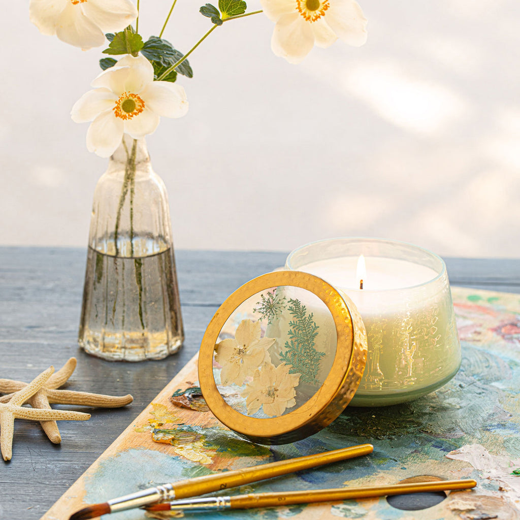 Pacific Coast Medium Watercolor Pressed Floral Candle