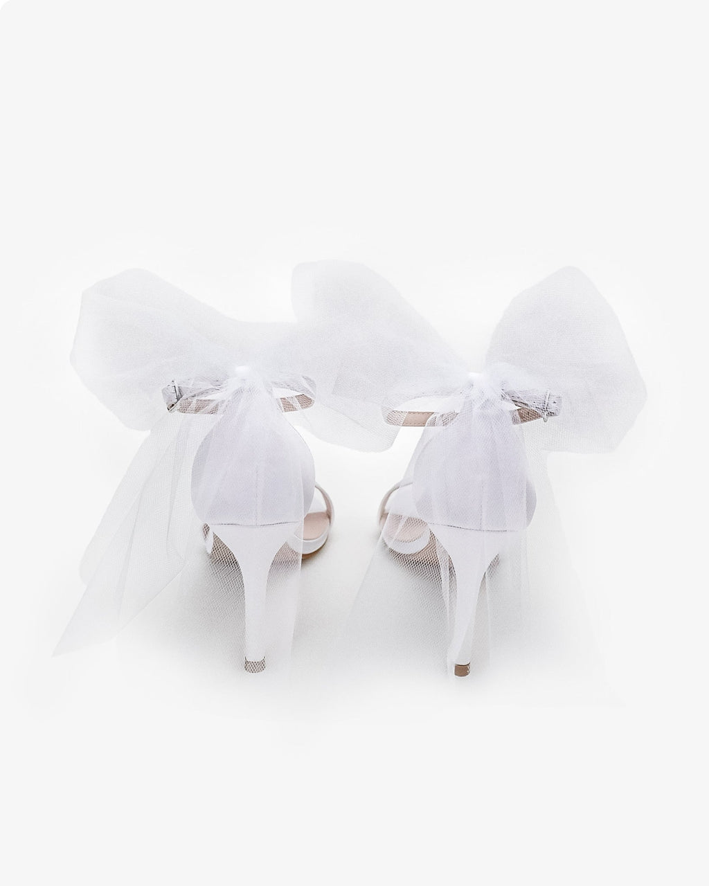 Satin High Heel Wedding Sandals with Tulle Back Bow