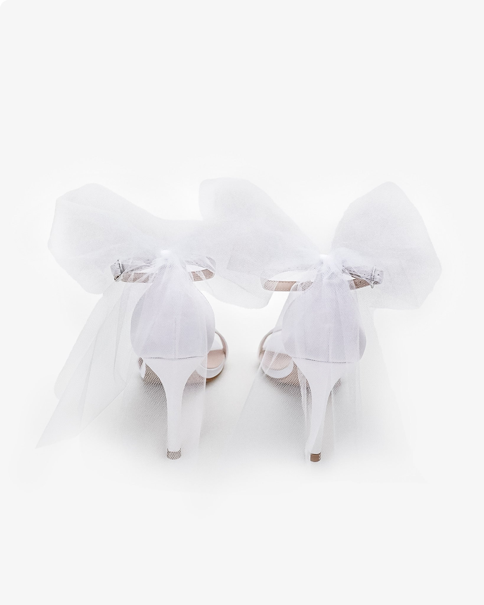 Satin High Heel Wedding Sandals with Tulle Back Bow