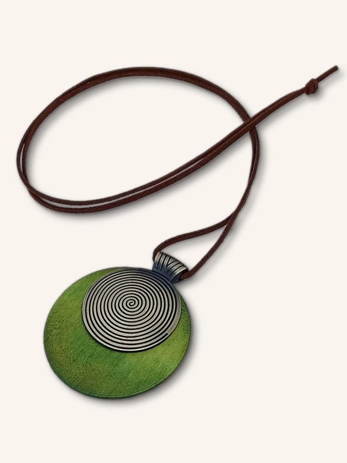 Vintage Wooden Spiral Long Necklace