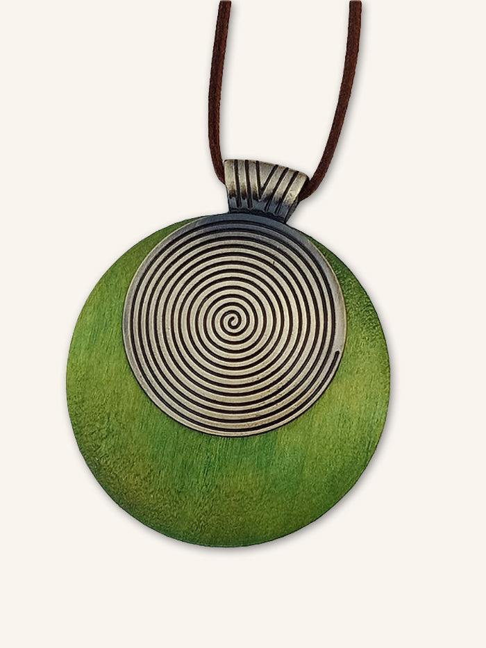 Vintage Wooden Spiral Long Necklace