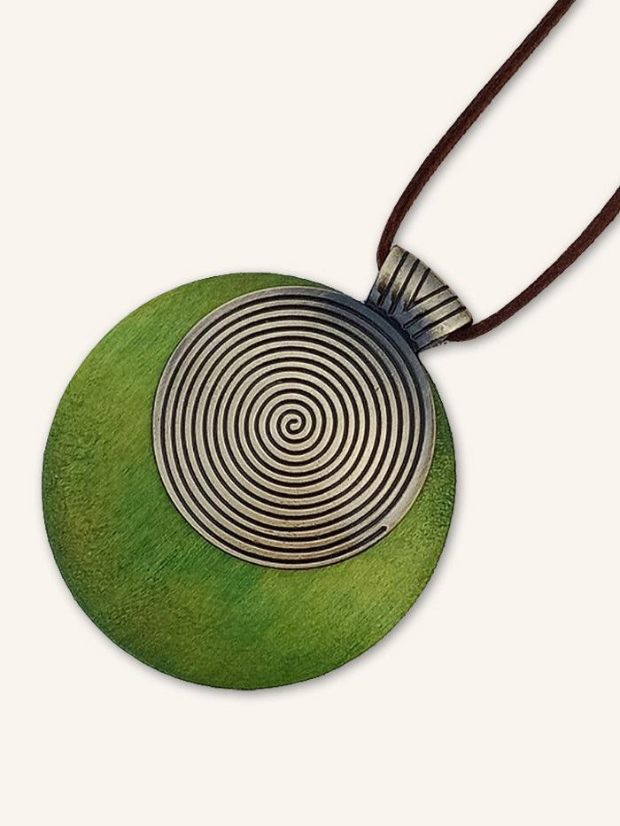 Vintage Wooden Spiral Long Necklace