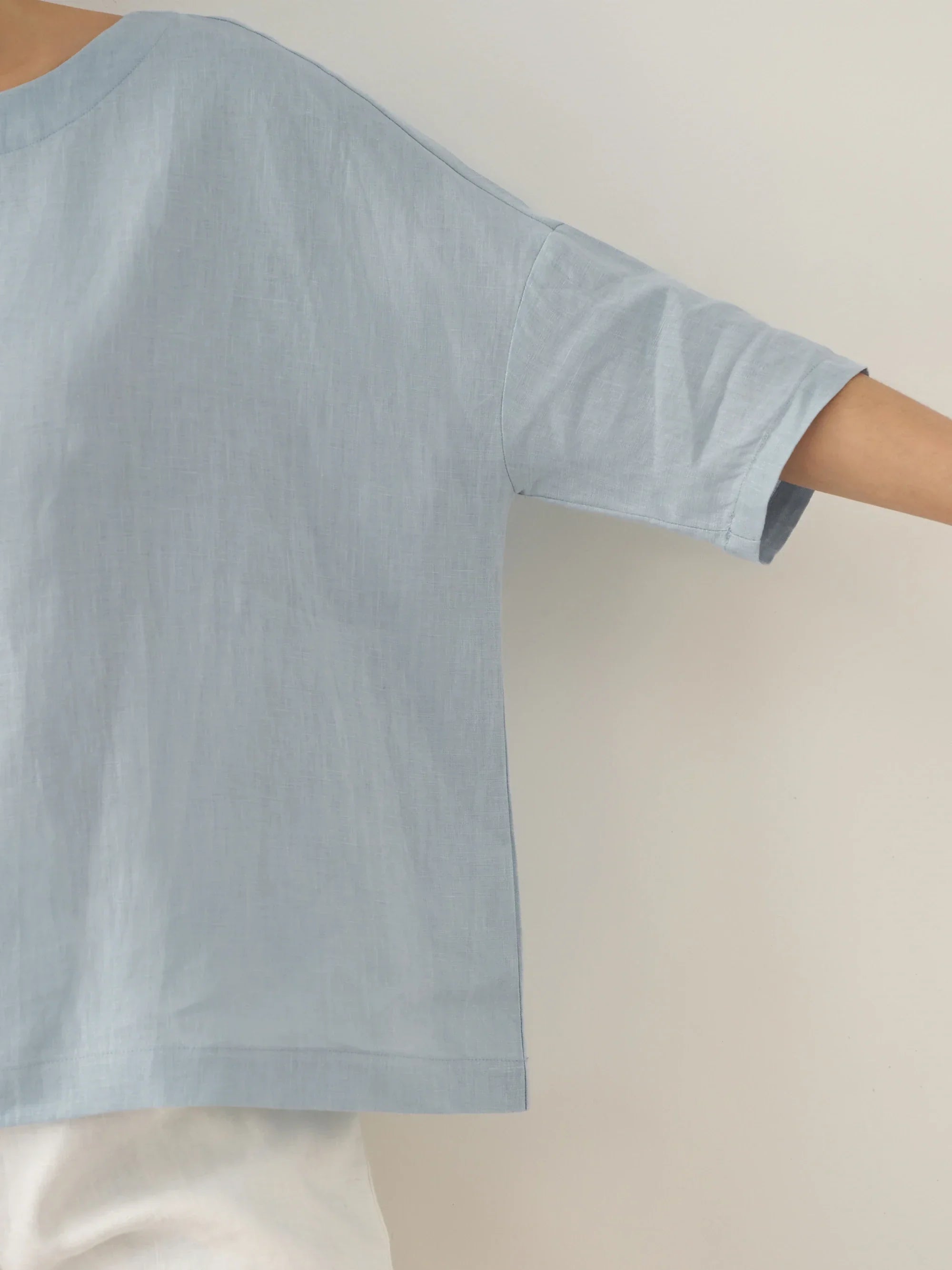 100% Linen Boatneck 3/4 Length Sleeve Top AURORA