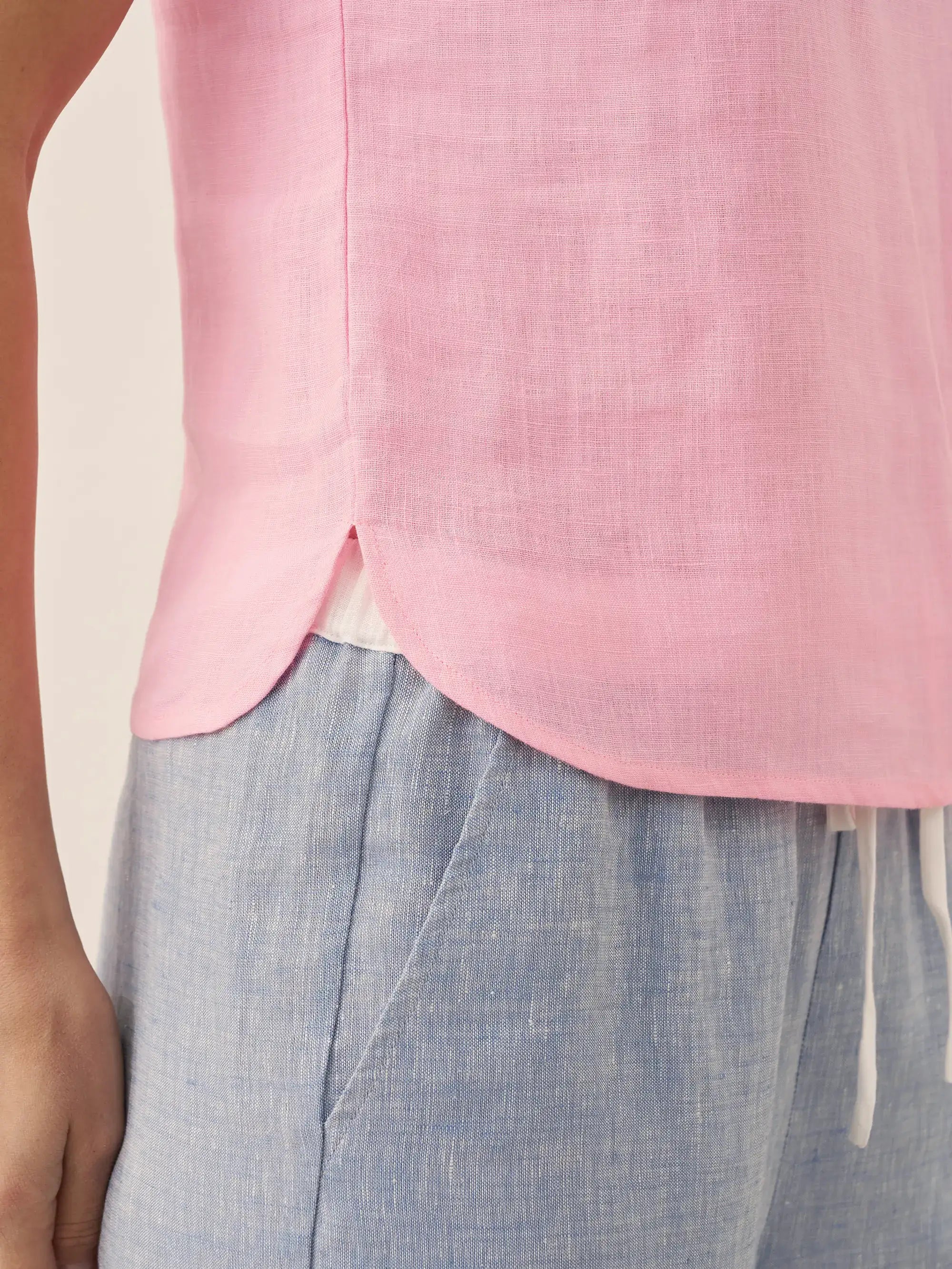 100% Linen Draped Collar Tank Top JACQUELINE