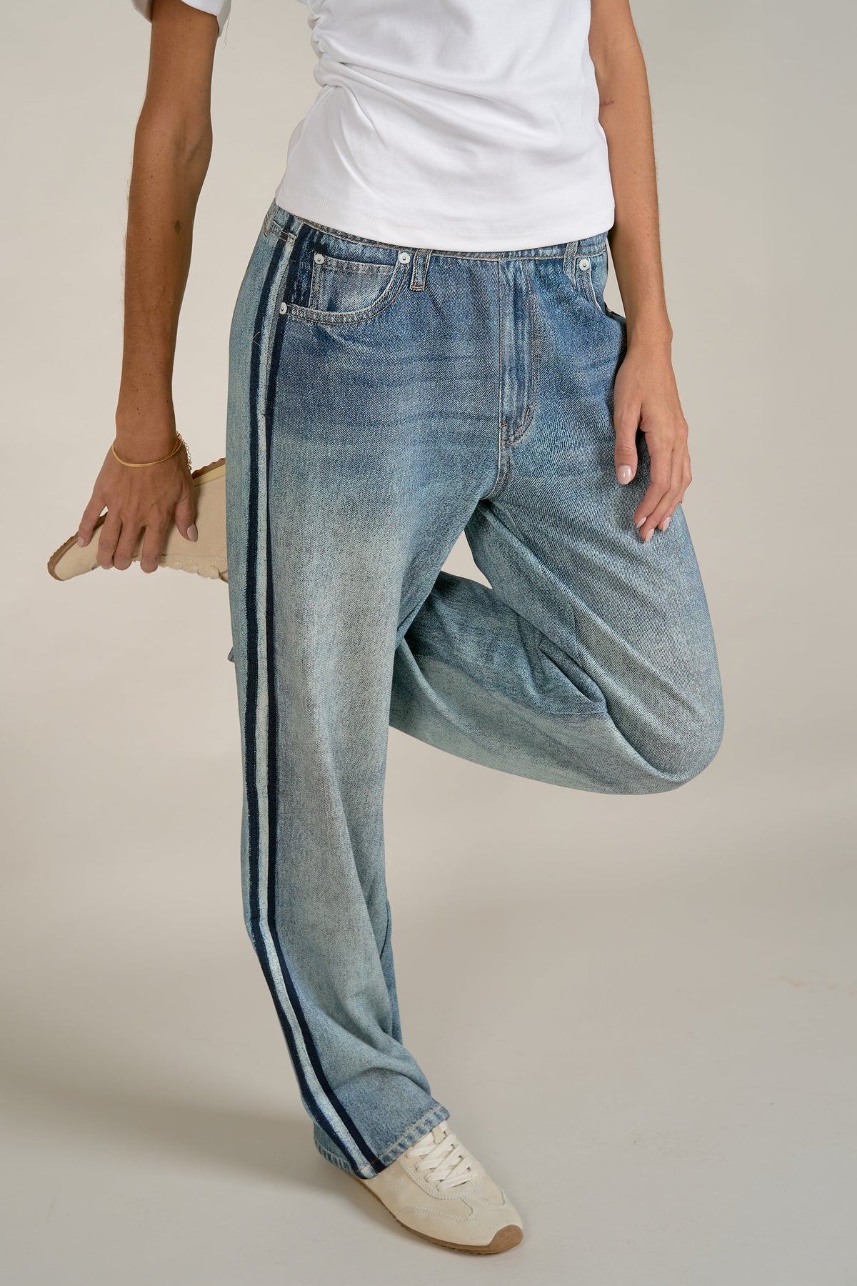 Jojo Denim Track Sweatpants Blue