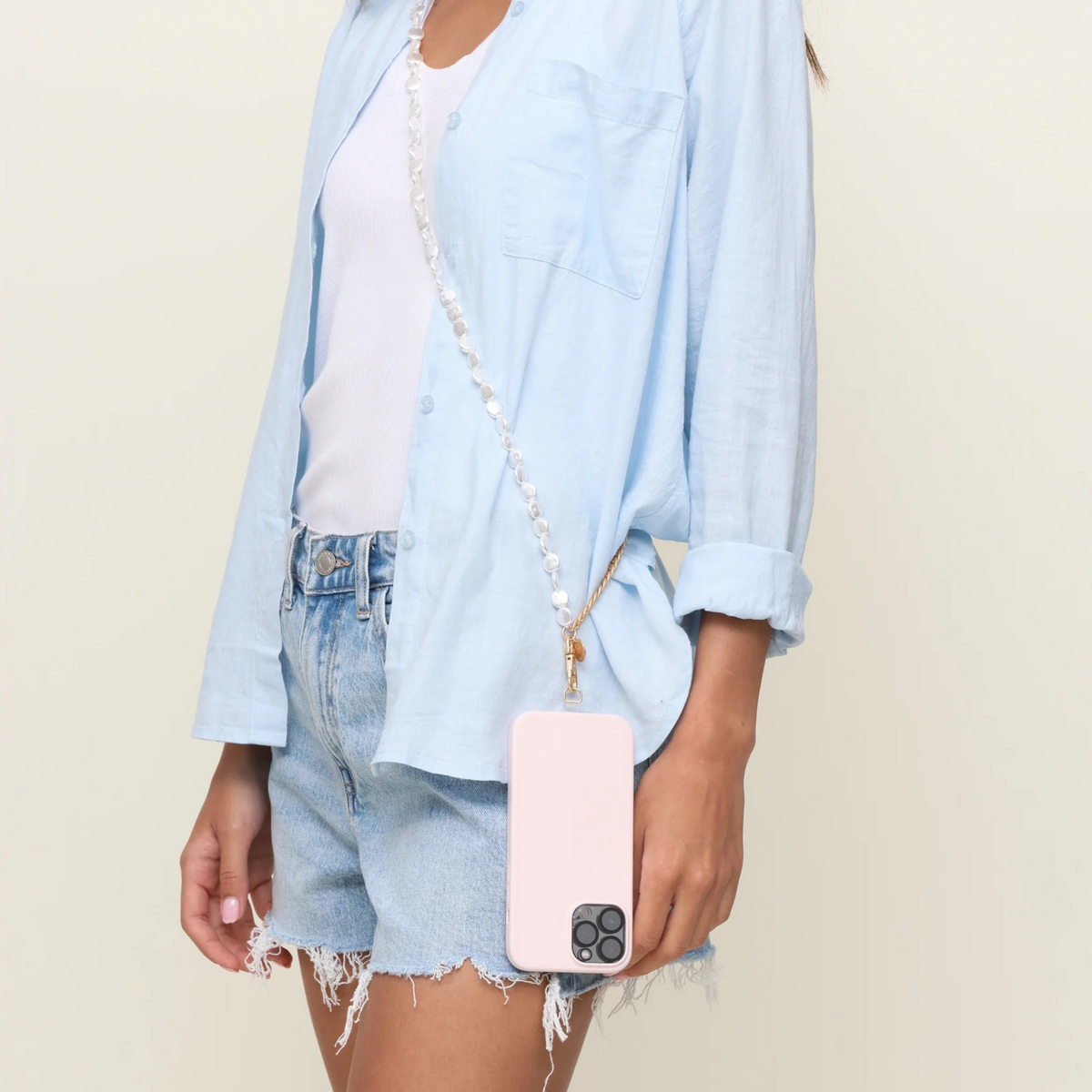 Get That Gold - Matte Gold & Pearl Crossbody Phone Chain