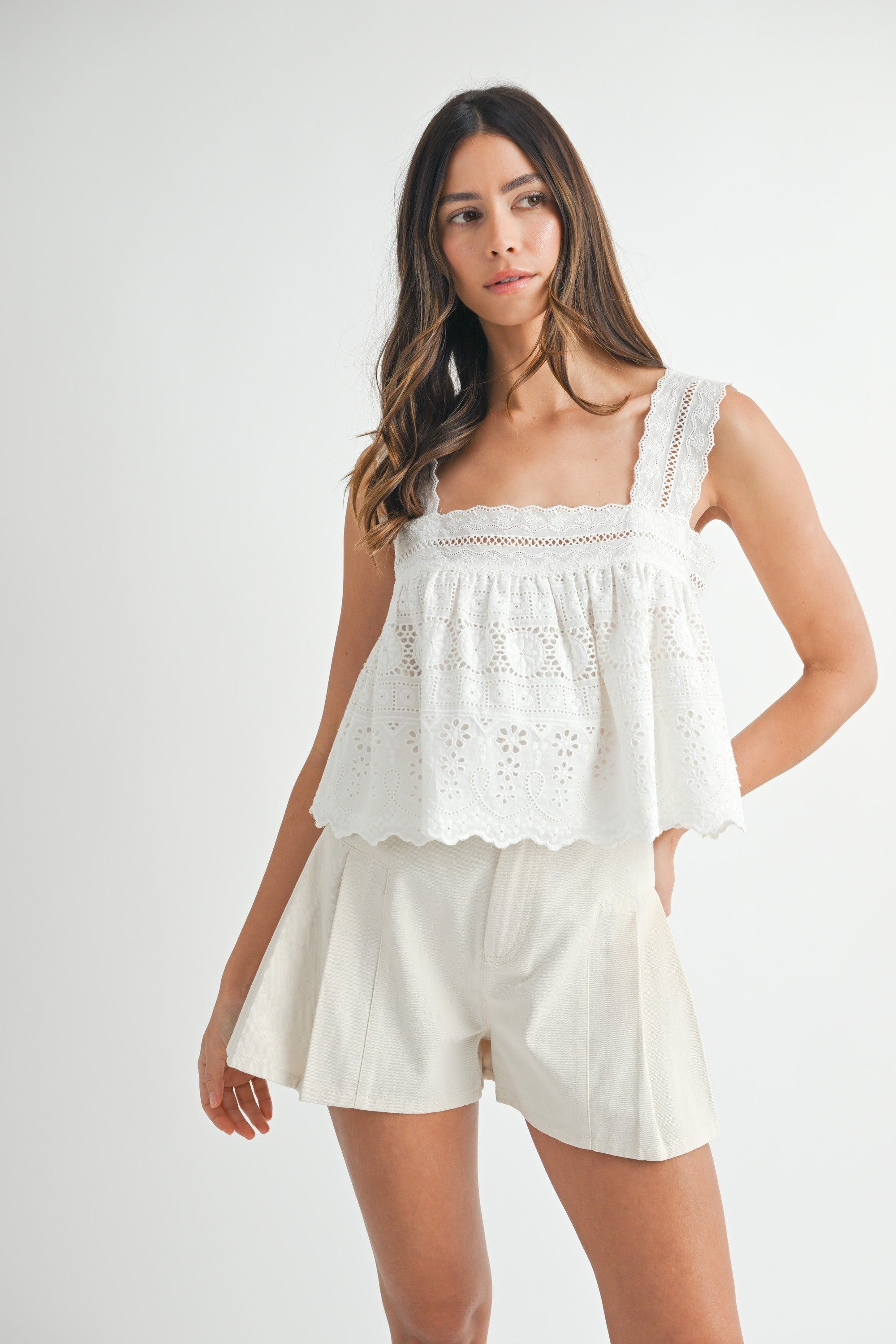 MABLE Pleated High Waist Twill Shorts