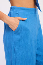 DOUBLE GAUZE HIGH WAIST PALAZZO PANTS