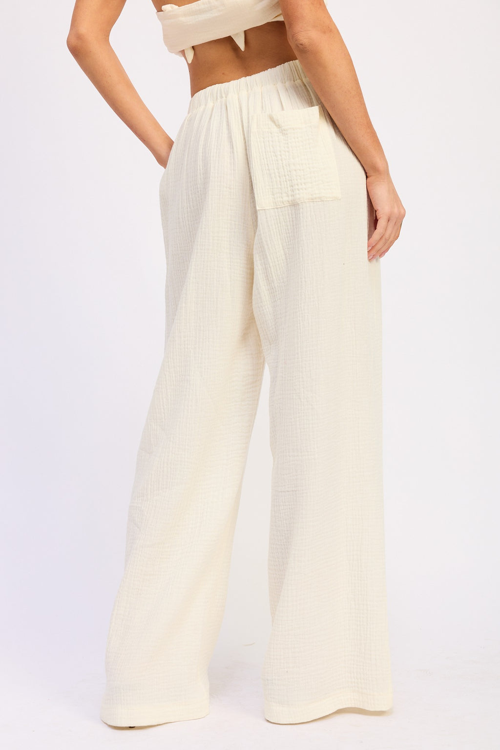 DOUBLE GAUZE HIGH WAIST PALAZZO PANTS
