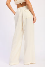 DOUBLE GAUZE HIGH WAIST PALAZZO PANTS