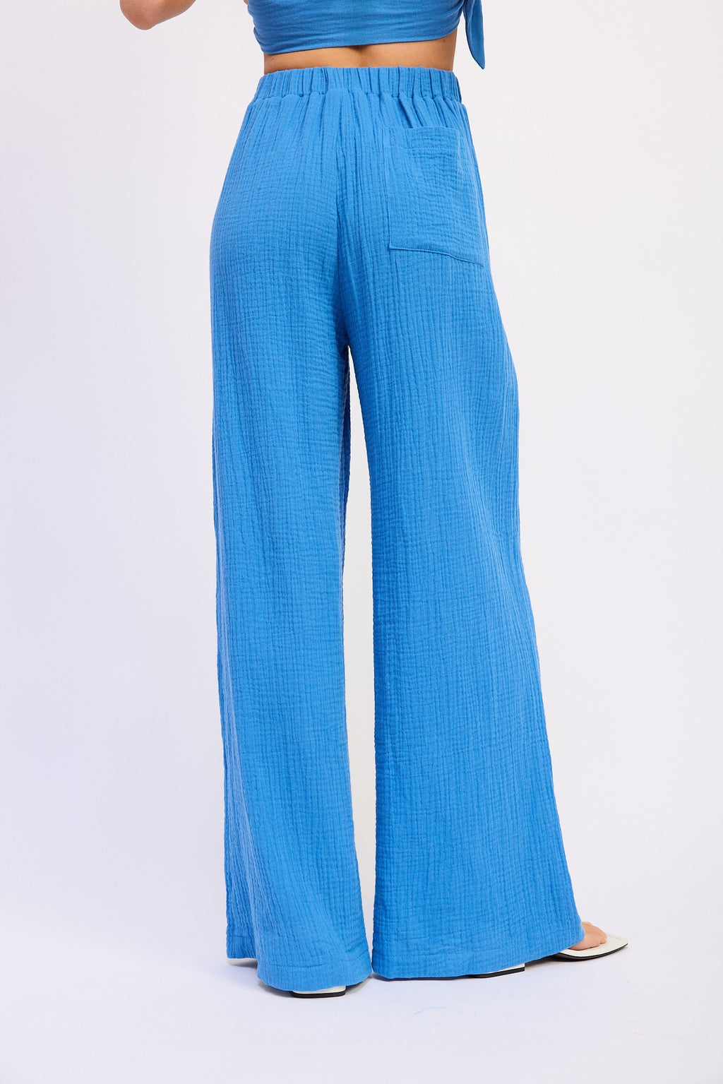 DOUBLE GAUZE HIGH WAIST PALAZZO PANTS