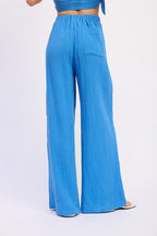 DOUBLE GAUZE HIGH WAIST PALAZZO PANTS