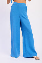 DOUBLE GAUZE HIGH WAIST PALAZZO PANTS