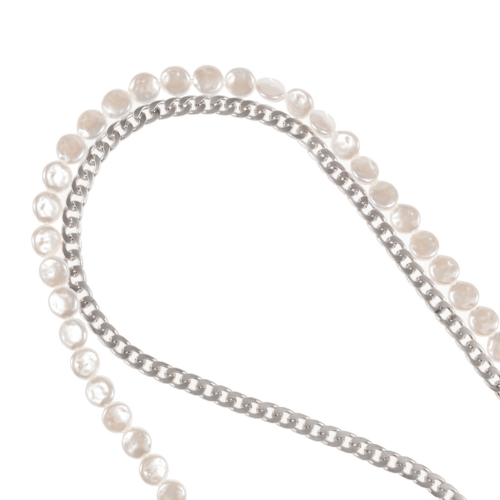 Something About Silver - Matte Silver & Pearl Crossbody Phone Chain