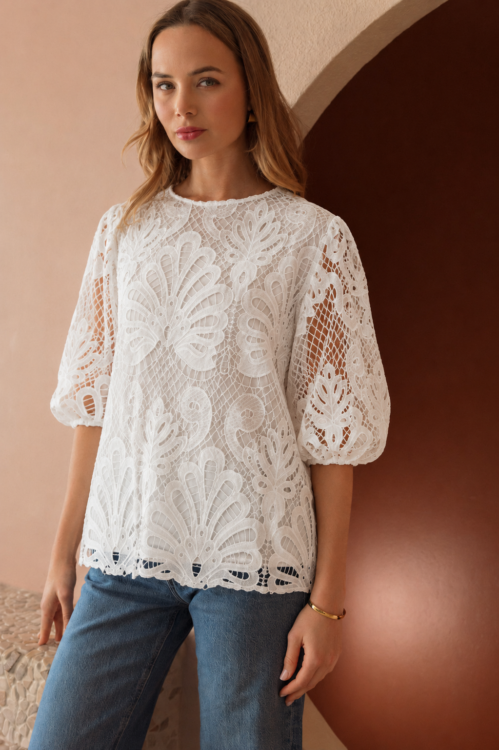 Lily Woven Lace Top