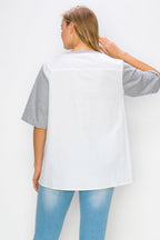 Roxi Pointe Knit Top with Lace Circled with Pearls