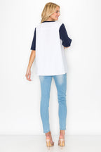 Roxi Pointe Knit Top with Lace Circled with Pearls