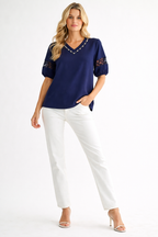 Katrina Pointe Knit Top with Pearls