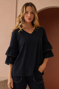 Wesenia Top with Ruffled Trimmed Beading
