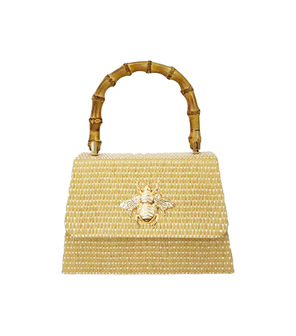 Lulu Bag - Straw Clutch with Bamboo Handle