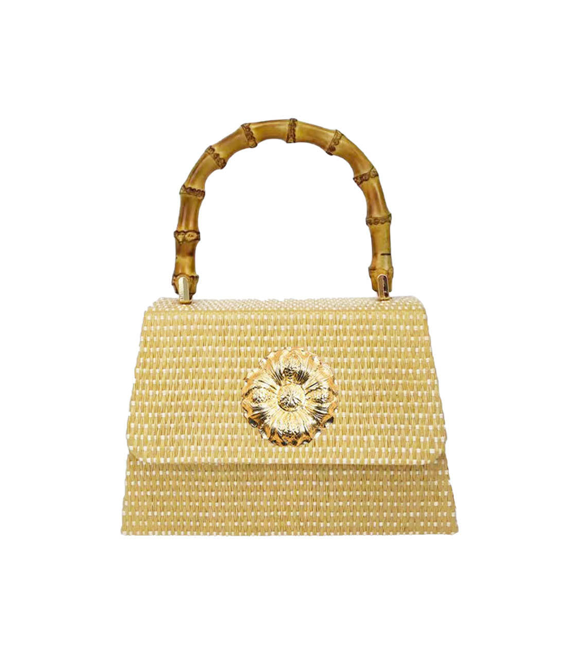 Lulu Bag - Straw Clutch with Bamboo Handle