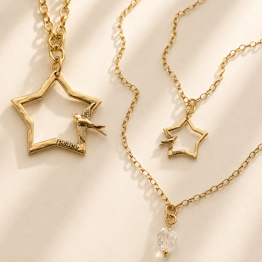 Peace & Love Star and Bird Original Lite Necklace