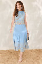 Sky Bloom Woven Eyelet Top