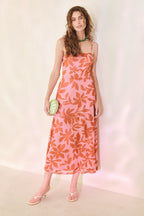 Rosy Haven Power Mesh Midi Dress
