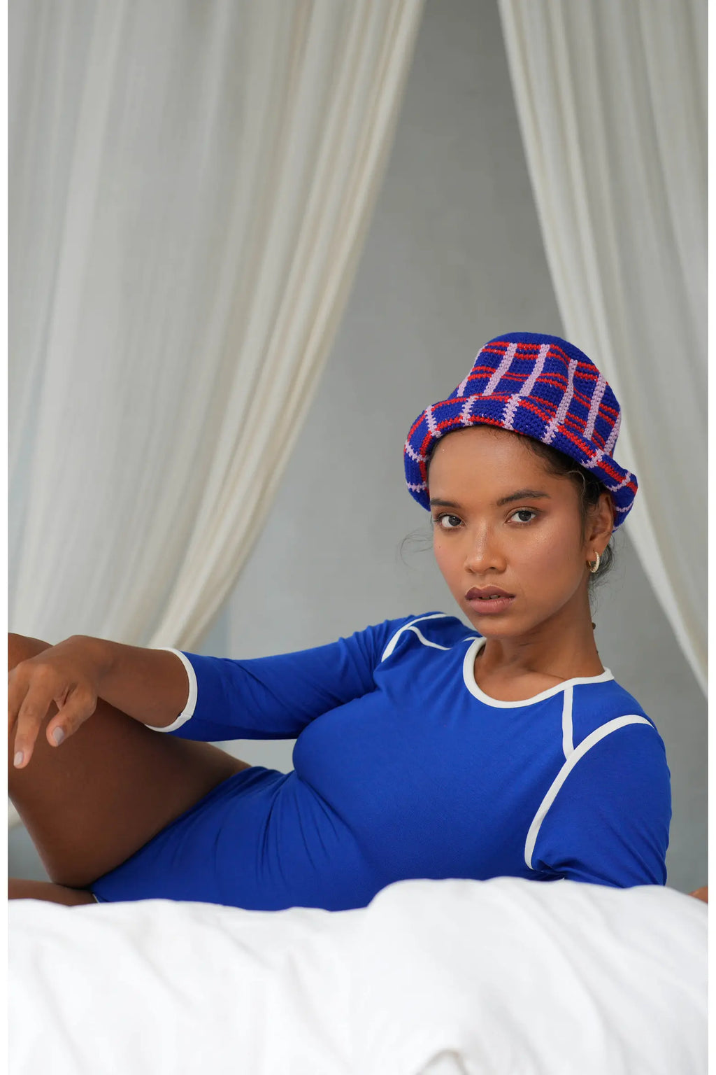 The Girl 3/4 Sleeve Second Skin Active Bodysuit In Sea Blue | Lenzing™ Viscose Stretch Fit