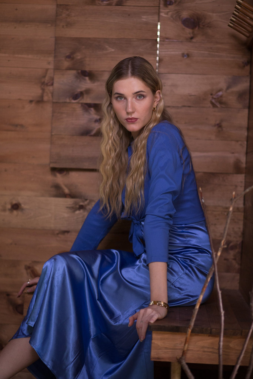 Satin Crop Blouse – Periwinkle
