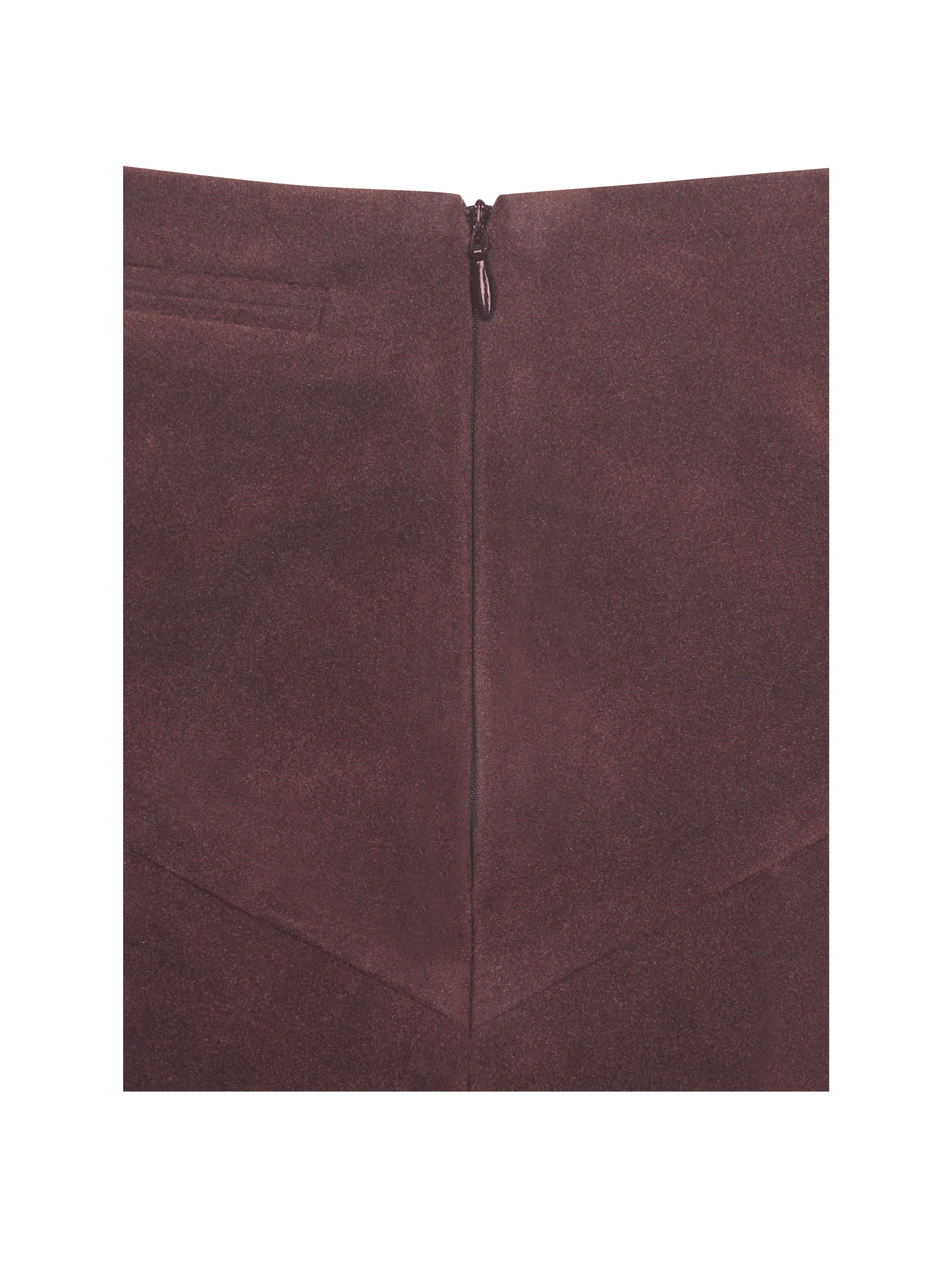 Faryn Mahogany Vegan Suede Pleated A-Line Mini Skirt