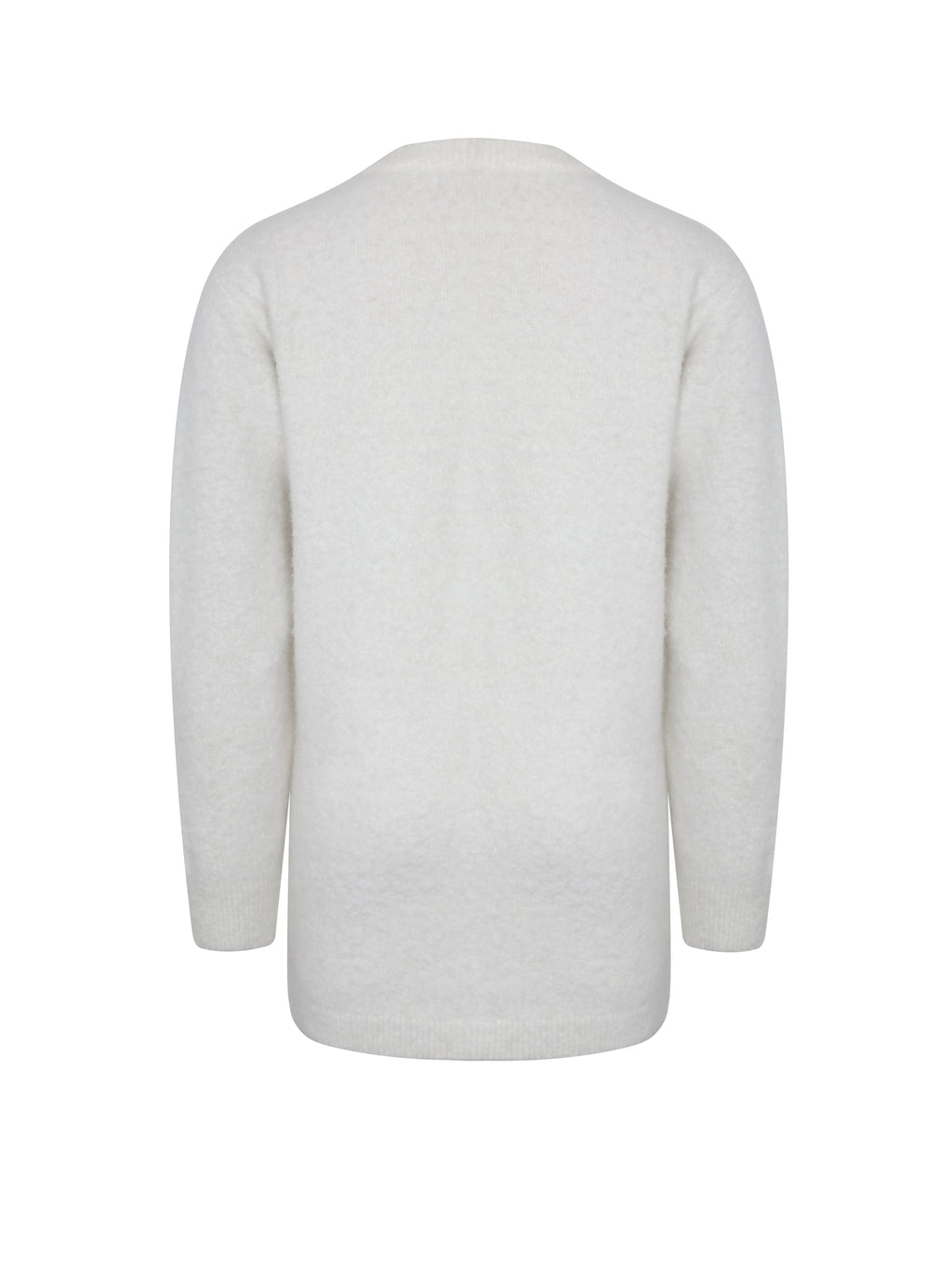 Orla White Wool-Blend Ribbed Knit Cardigan